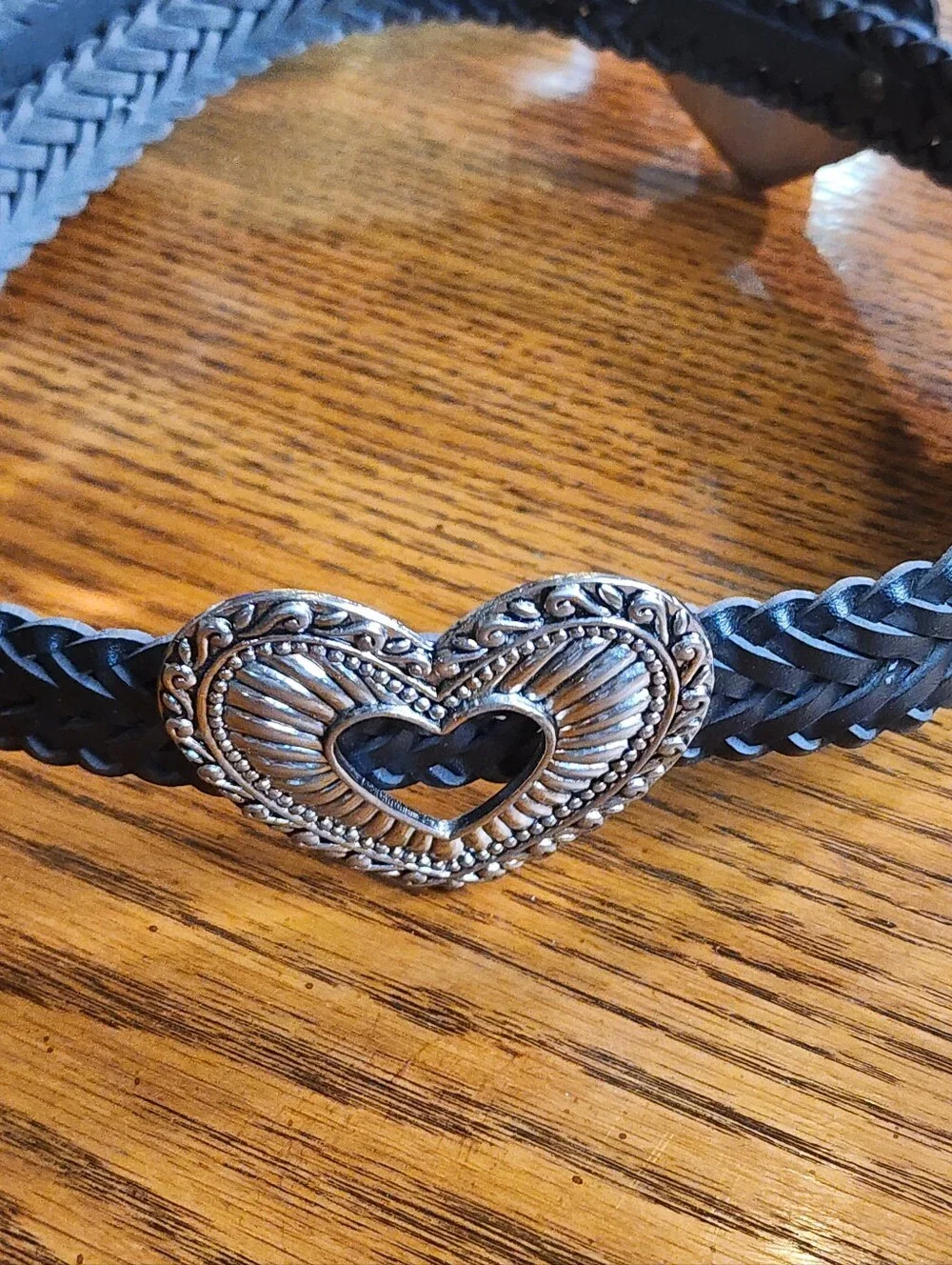 Vintage Southwestern Heart Concho Black Women's Belt Sz M-XL